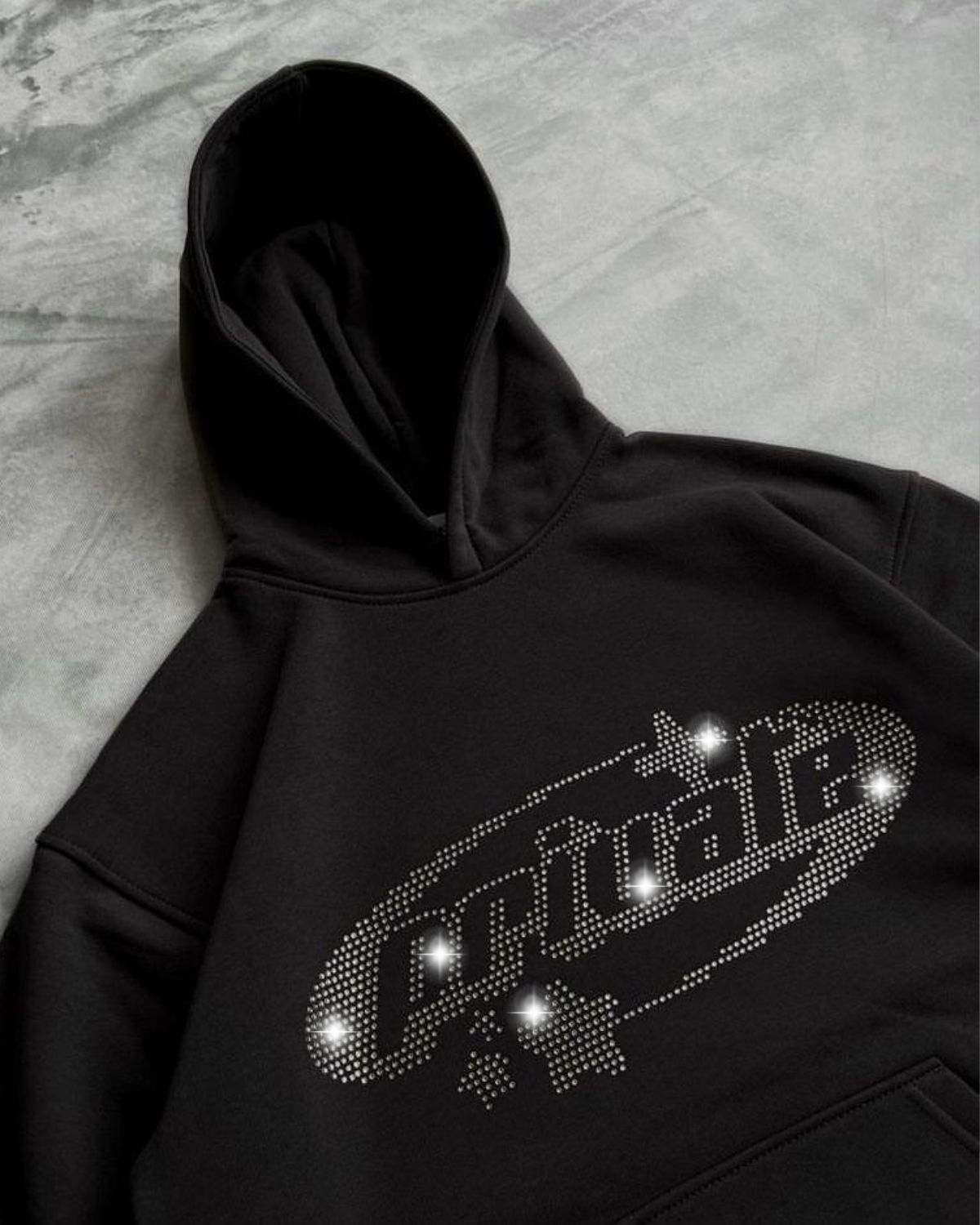 Siyah Unisex Oversize Private Parıltılı Taş Baskılı Sweatshirt