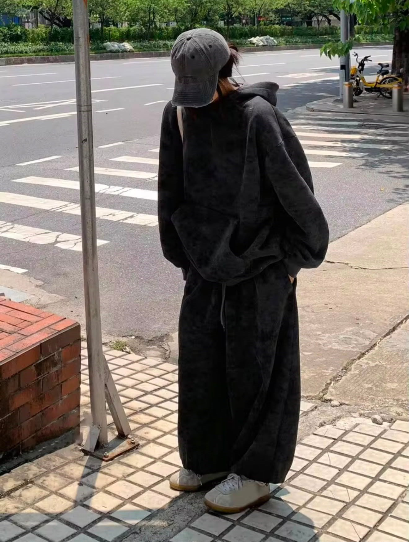 Siyah Washed Yıkamalı 3 İplik Eşofman Takımı