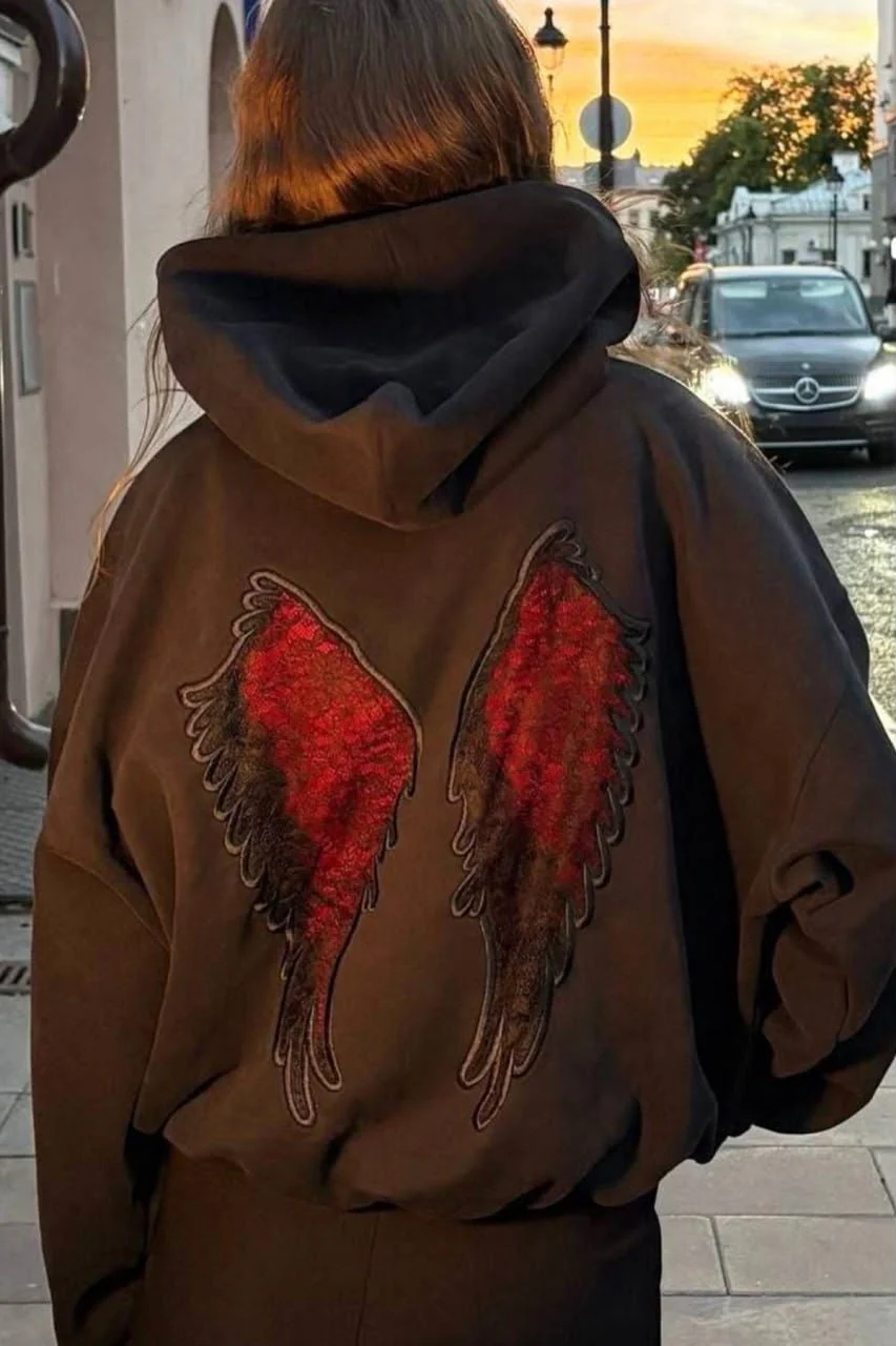 Siyah Wings Sırt Dantel Detaylı Oversize Sweatshirt
