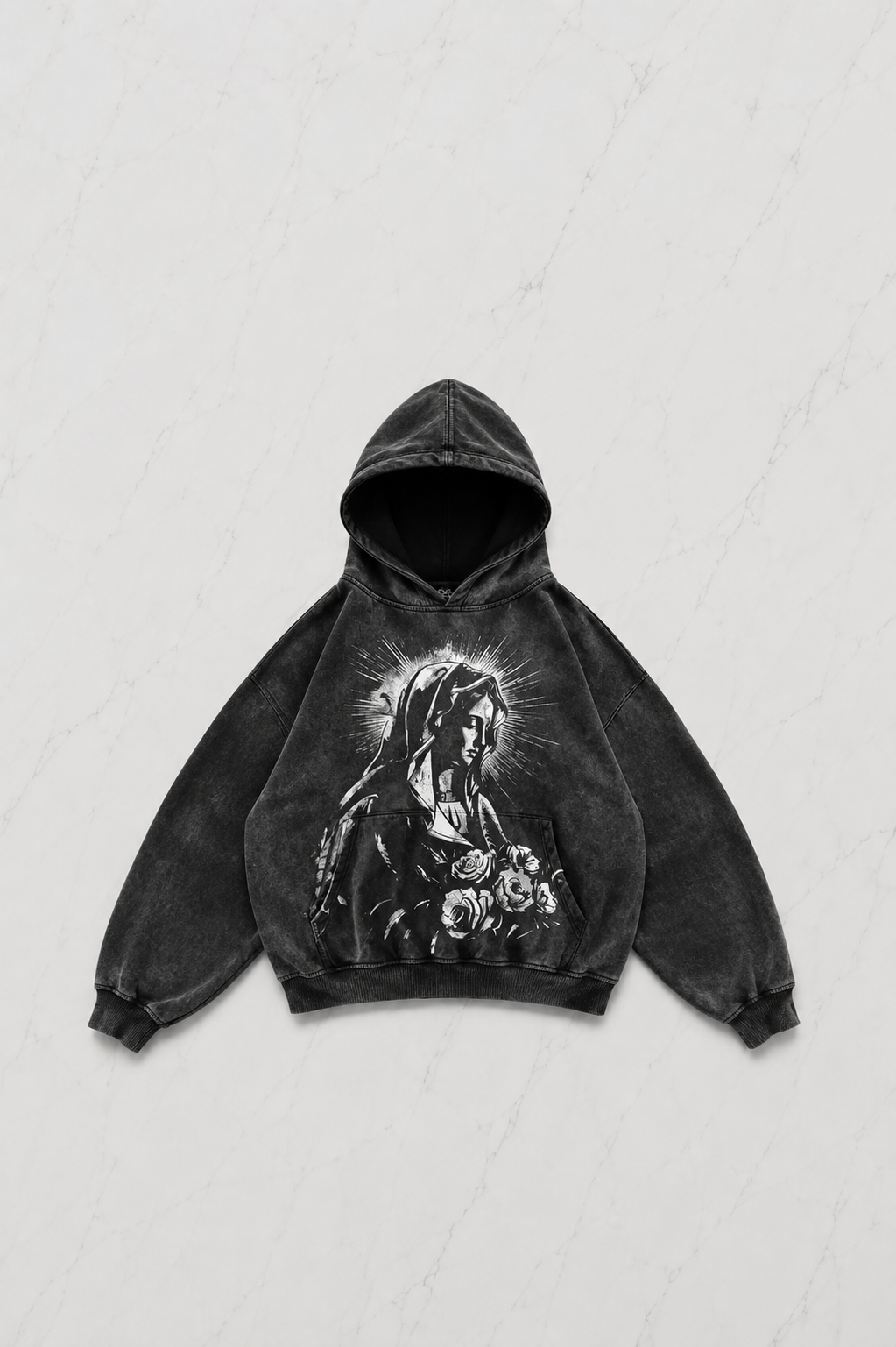 Siyah Women Sparklıng Flower Gothic Kapüşonlu Sweatshirt