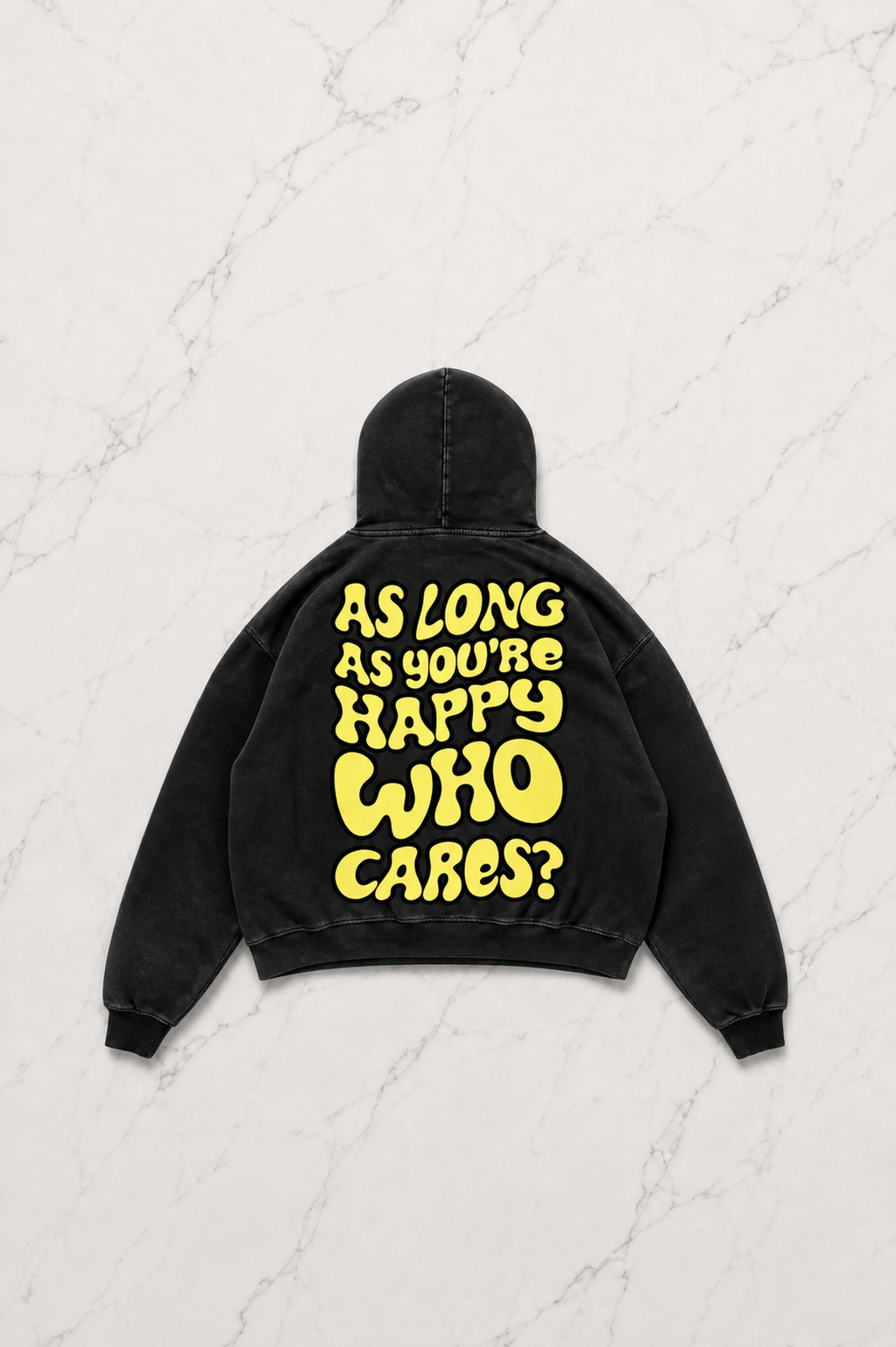 Siyah Yıkamalı Gothic As Long As You'Re  Kapüşonlu Sweatshirt
