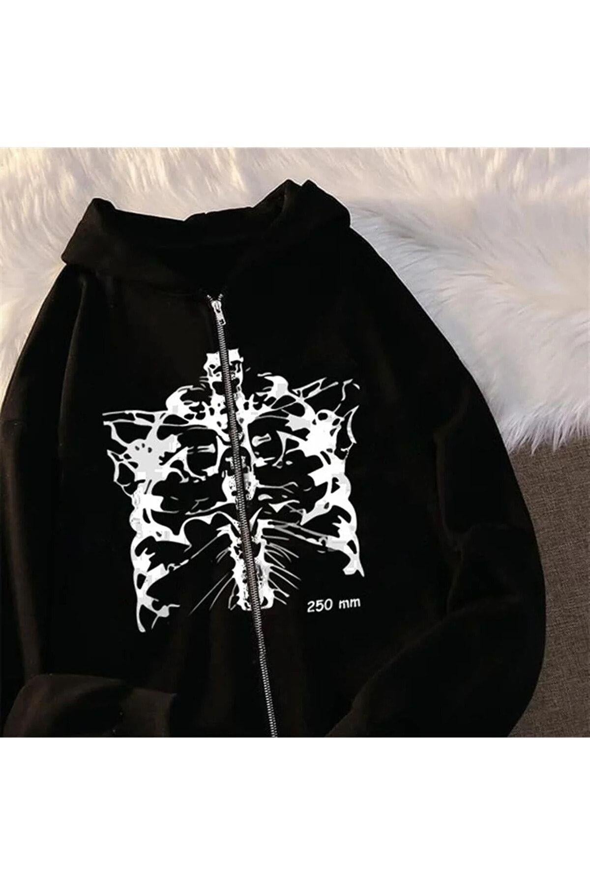 Skeleton Detail Oversize Unisex Sweatshirt