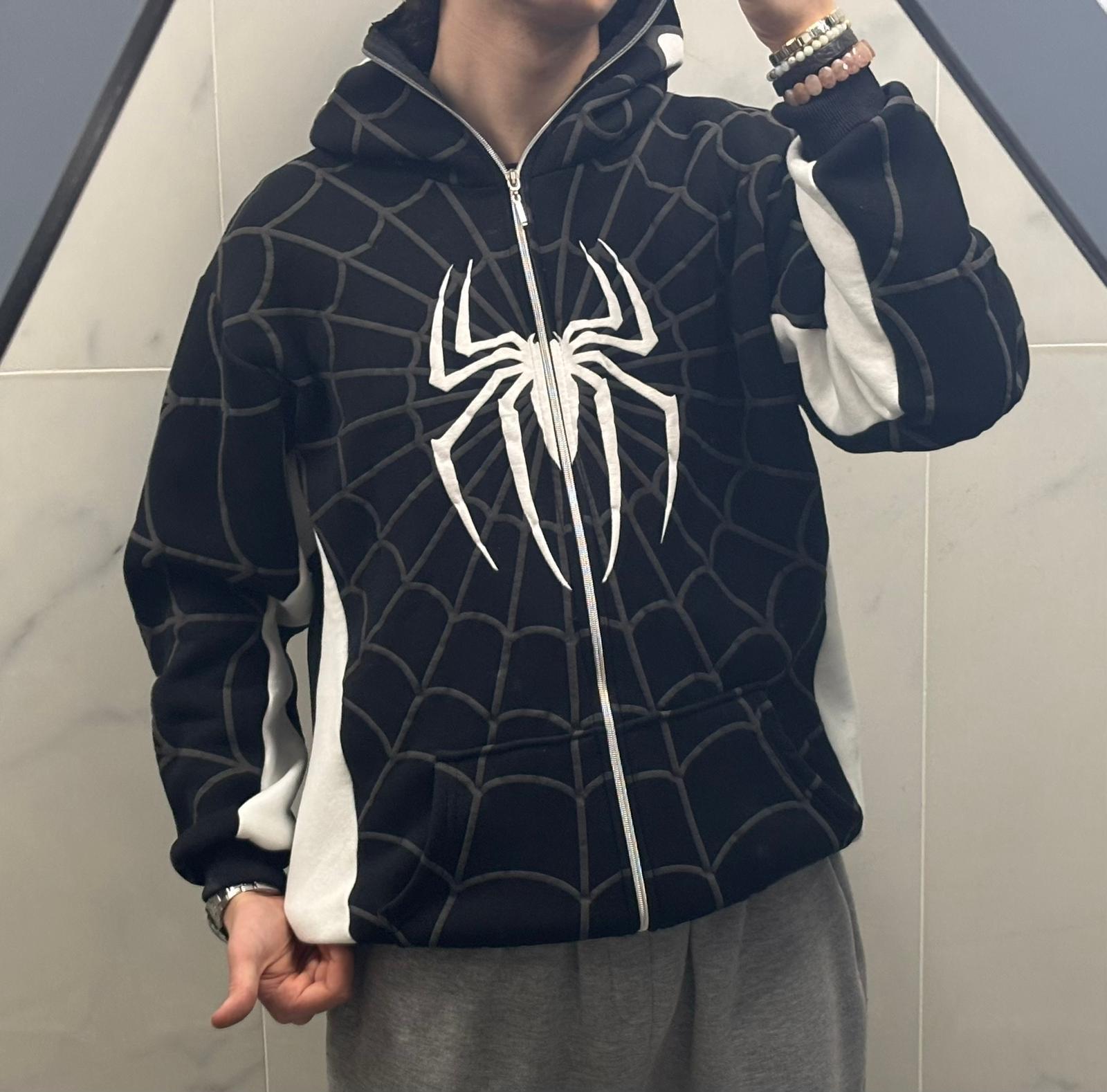 Spider Venom Kabartma Baskılı Full Zip Hırka ( 3 İplik )