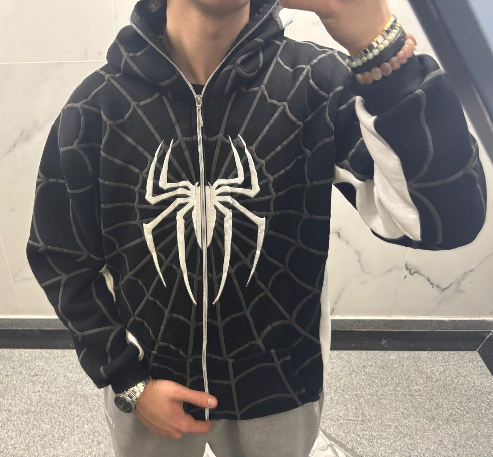 Spider Venom Kabartma Baskılı Full Zip Hırka ( 3 İplik )