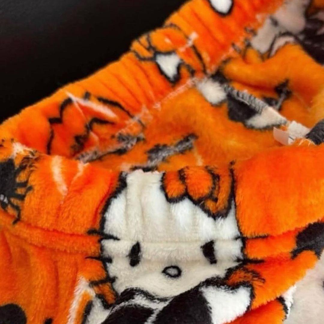 Turuncu Halloween Hello Kitty Oversize Eşofman Altı 