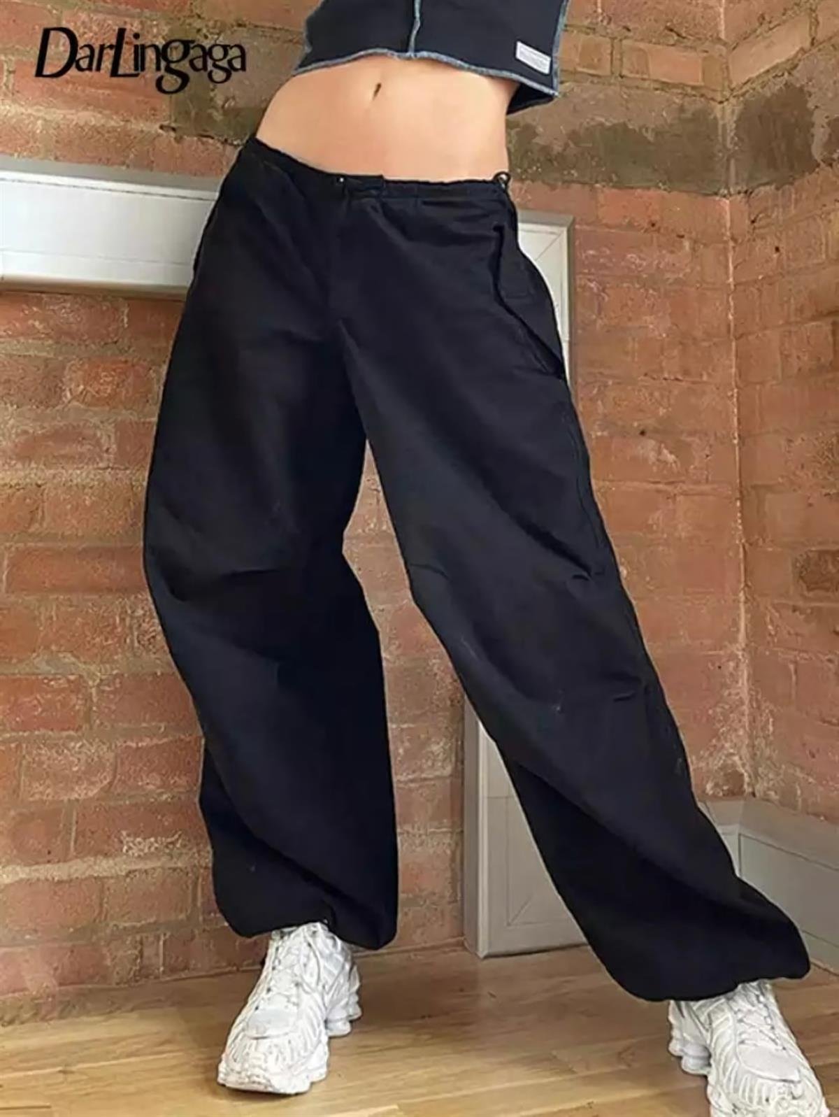 Unisex Haki Yeşil Tactical Baggy Bol Kalıp Bel Lastikli Oversize Pantolon