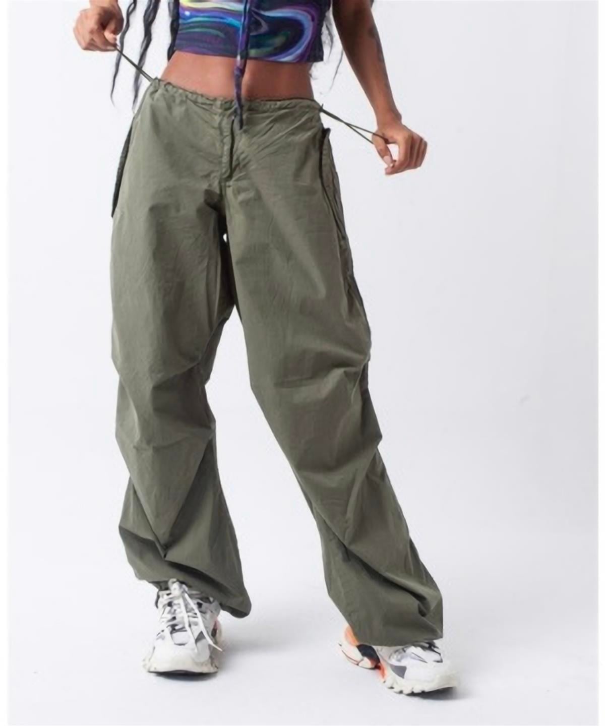 Unisex Haki Yeşil Tactical Baggy Bol Kalıp Bel Lastikli Oversize Pantolon