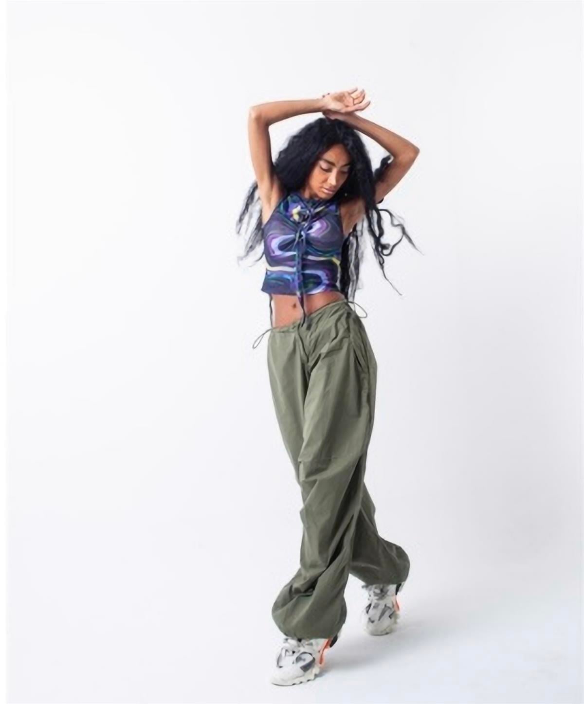 Unisex Haki Yeşil Tactical Baggy Bol Kalıp Bel Lastikli Oversize Pantolon