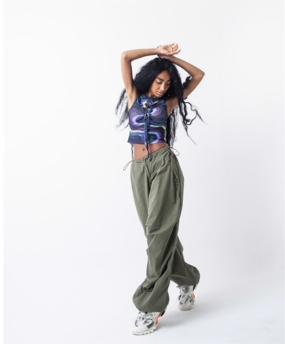 Unisex Haki Yeşil Tactical Baggy Bol Kalıp Bel Lastikli Oversize Pantolon
