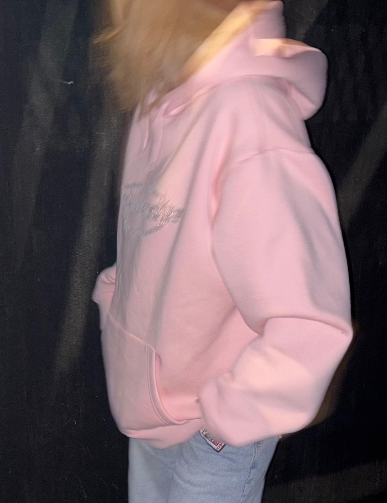 Unisex Reverse Taş Baskılı Sweatshirt Pembe