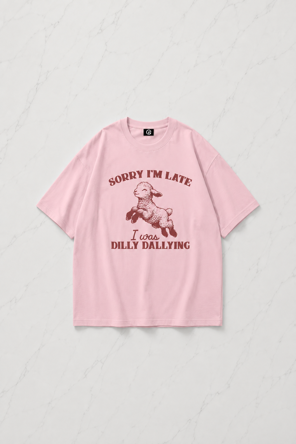Unisex Sorry I'm Late Tshirt Pembe