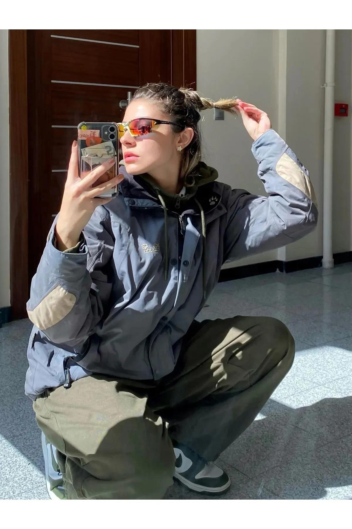 Unisex Tactical Baggy Haki Yeşil Paraşüt Kumaş Ayarlanabilir Bel Bol Pantolon