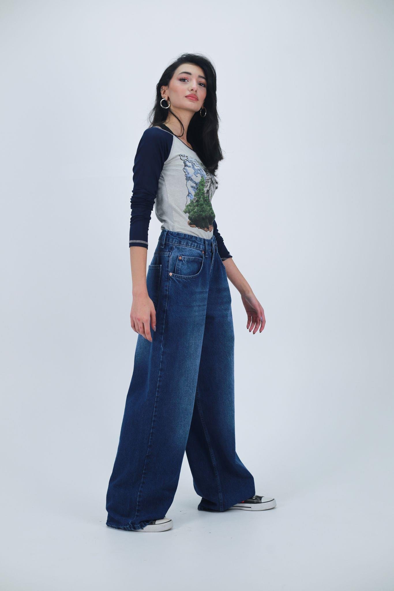 Y2k Extra Mavi Baggy Unisex Yıkamalı Pantolon