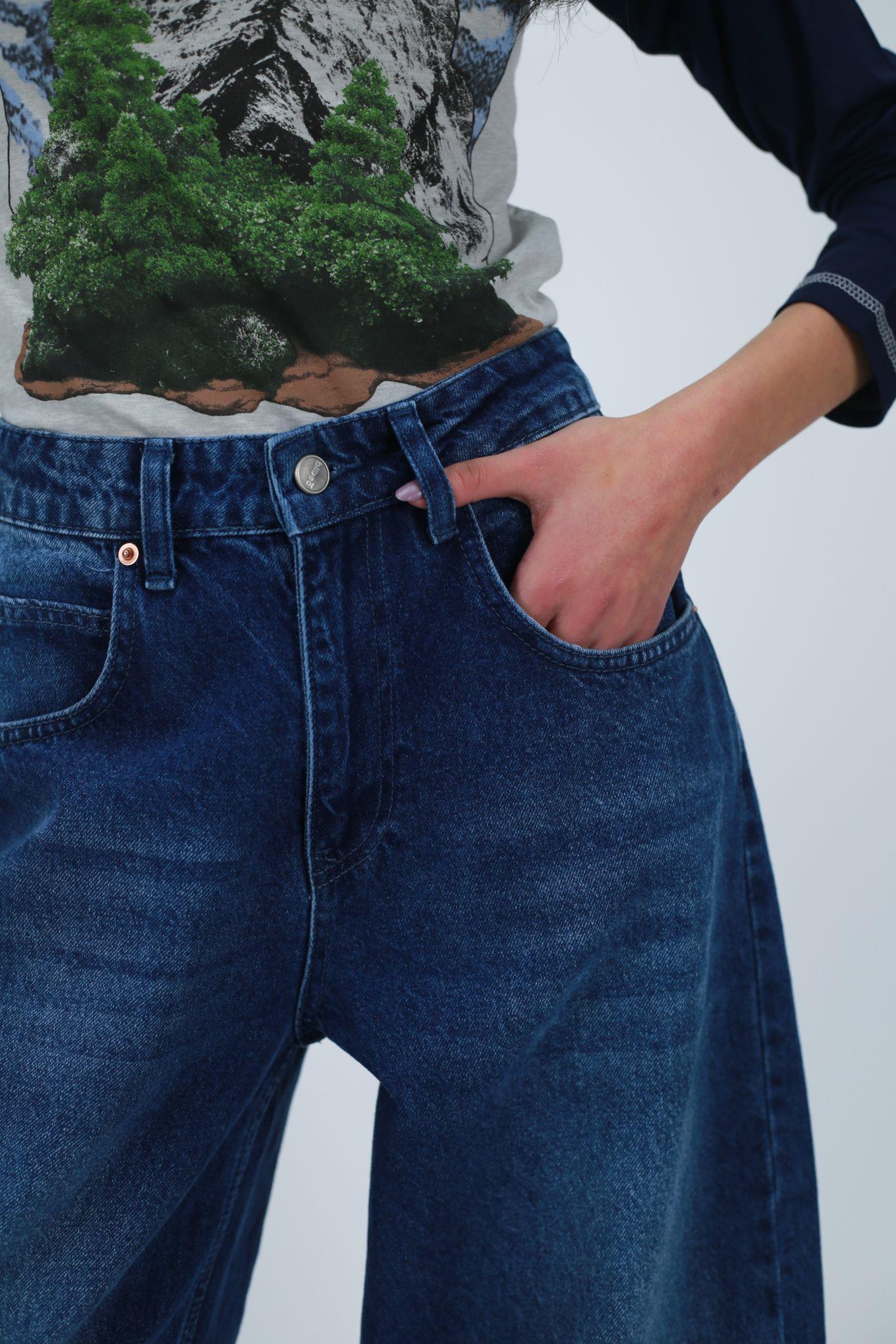 Y2k Extra Mavi Baggy Unisex Yıkamalı Pantolon
