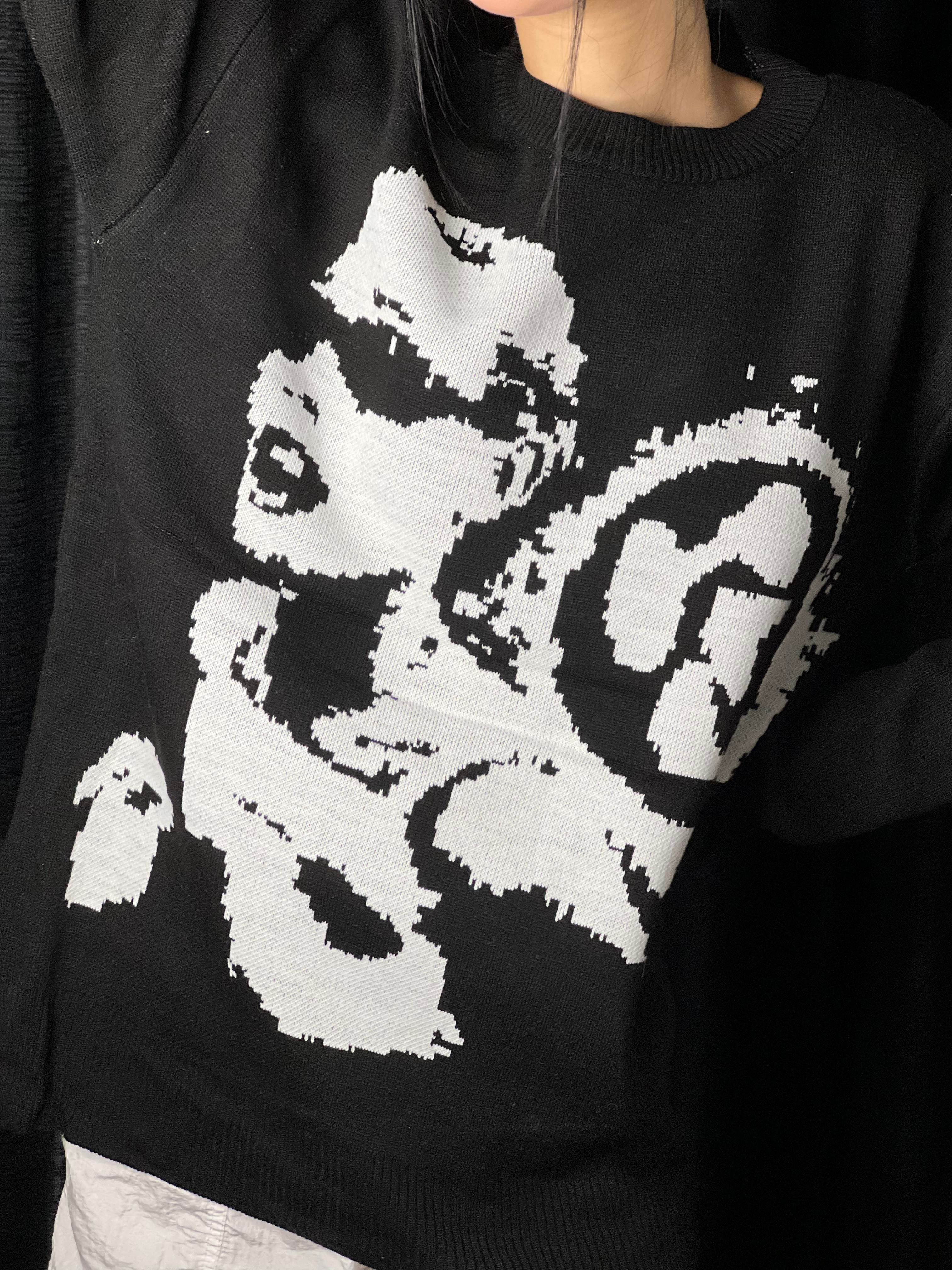 Y2k Girl Unisex Oversize Siyah Kazak
