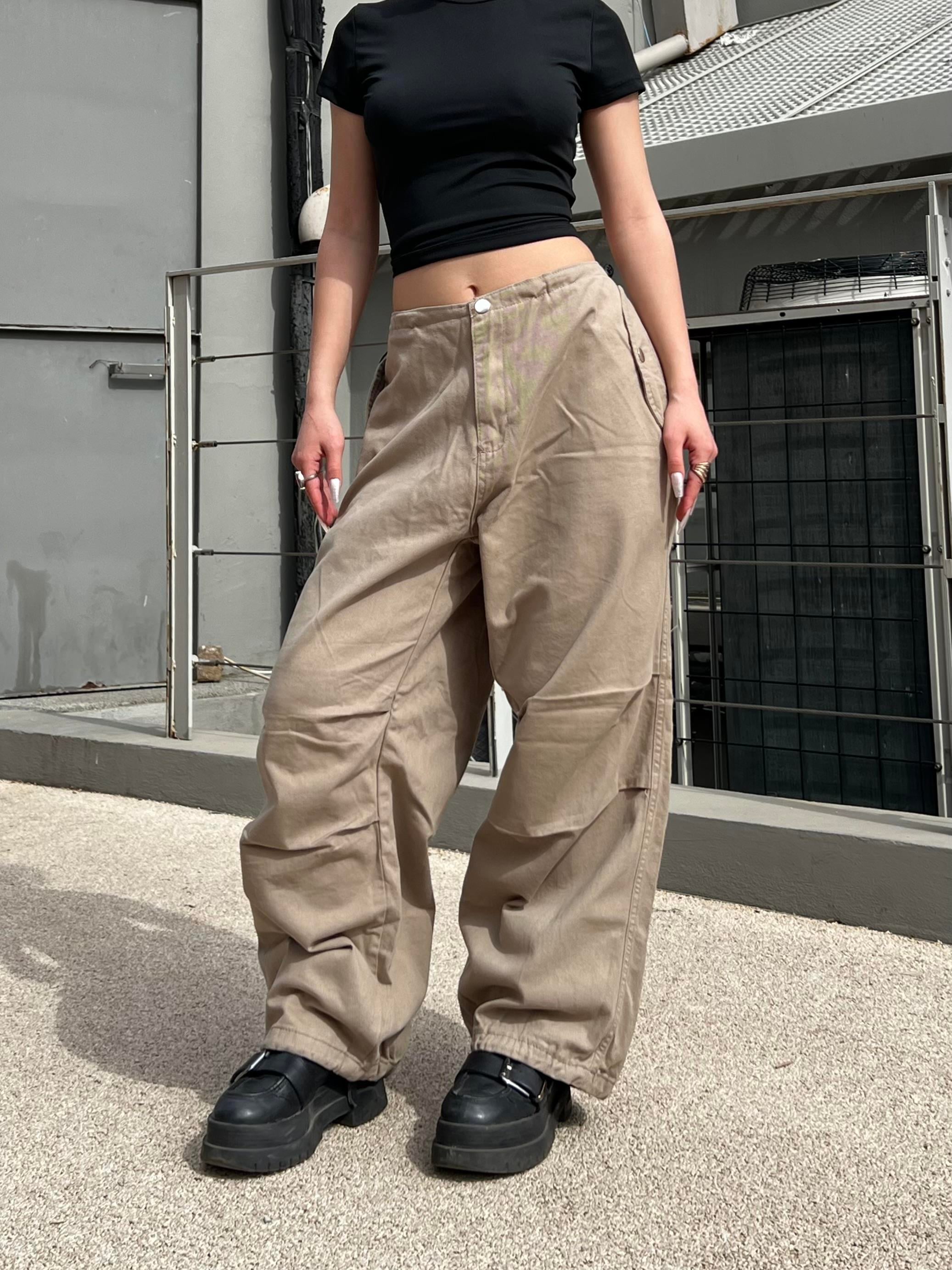 Y2k Live Baggy Bej Pantolon