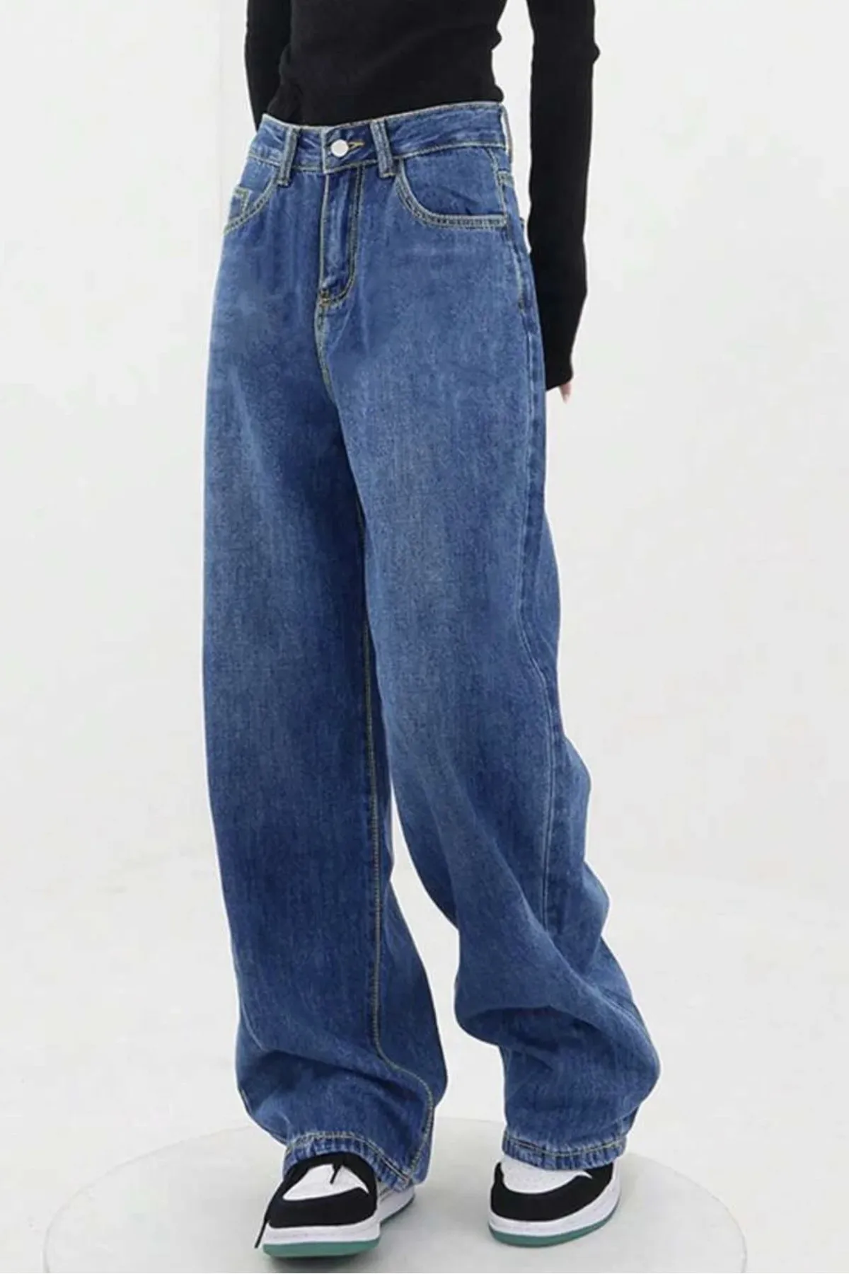Y2k Mavi Yıkamalı Baggy Jean
