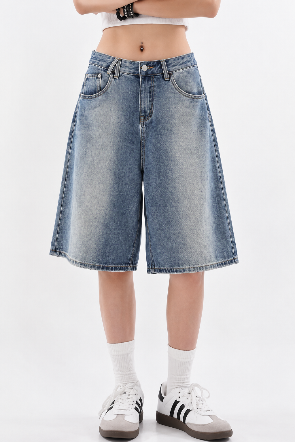 Y2k Trend Baggy Jean Şort Bermuda