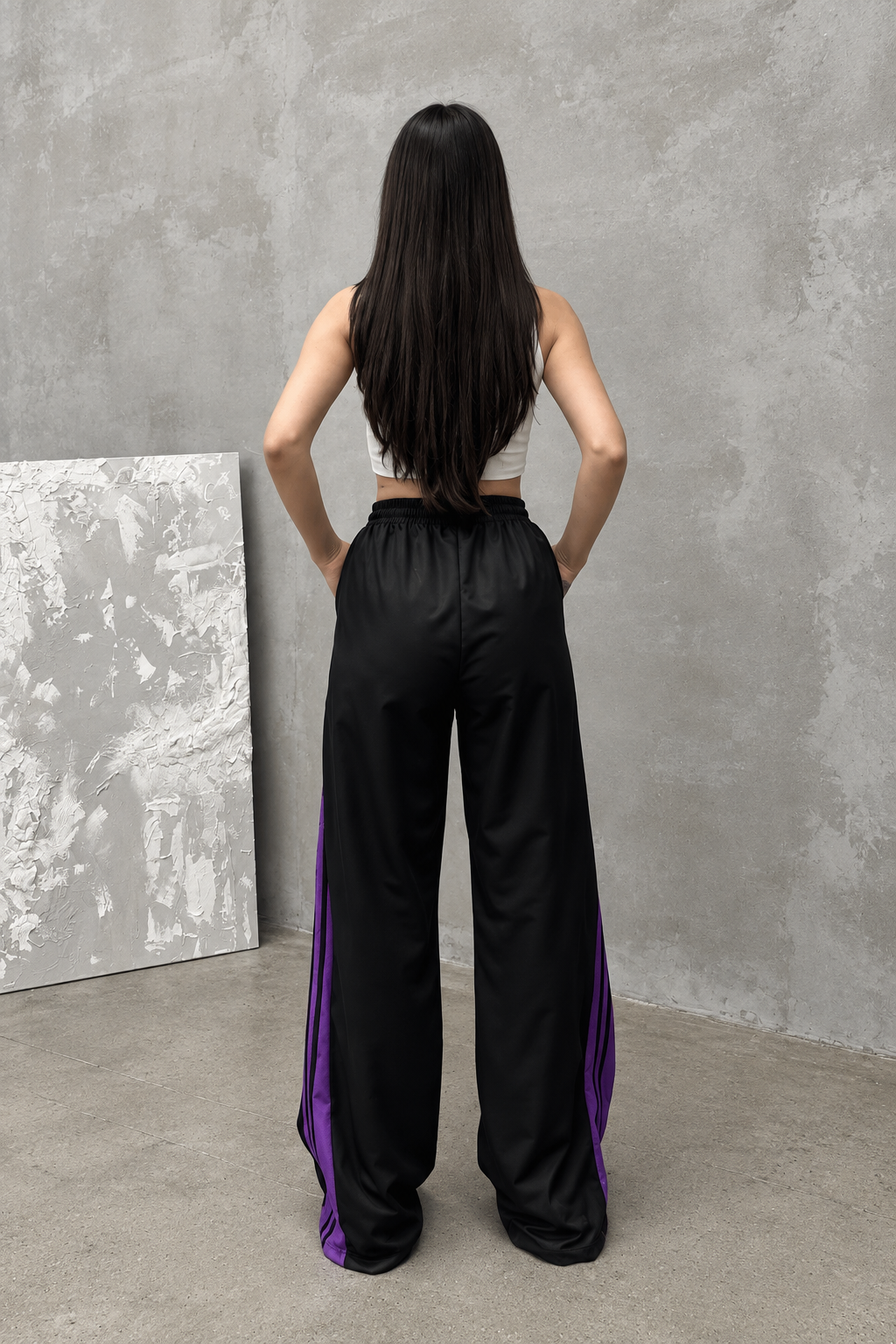 Zipper Detail Siyah Mor Unisex Oversize Eşofman