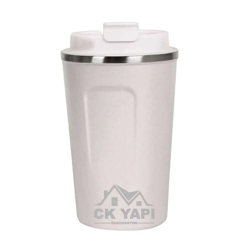 Beyaz Çelik Termos Mug 380 ml