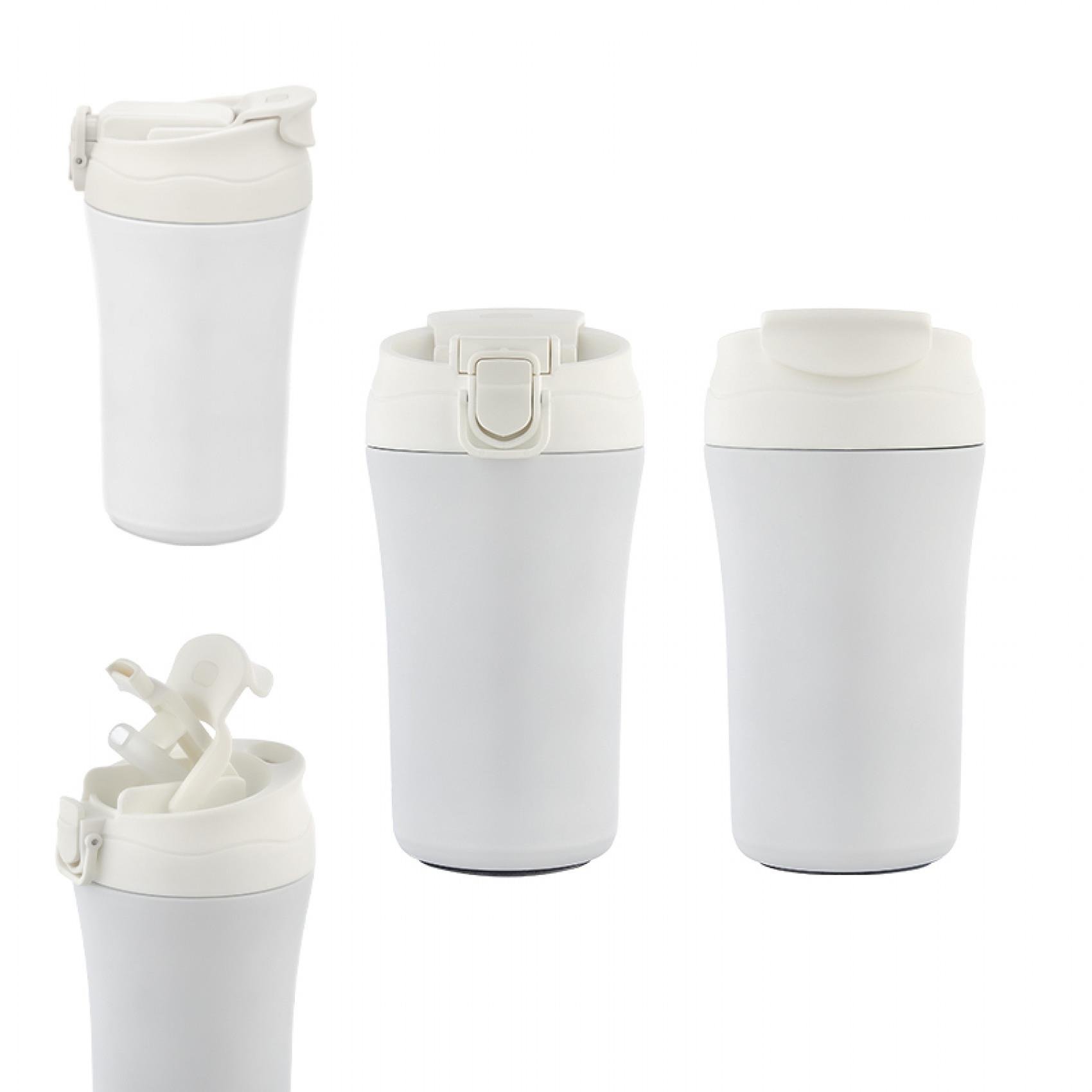 Beyaz Pipetli Çelik Termos 400 ml