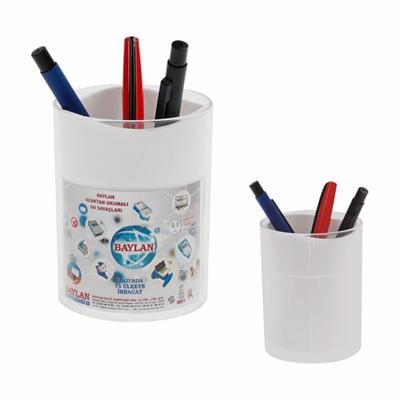 Beyaz PVC-Akrilik Kalemlik