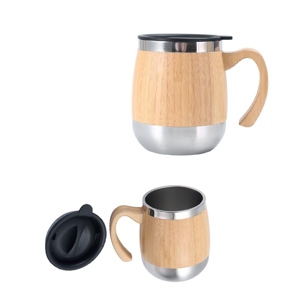 Çelik Taban Bambu Gövdeli Çelik Bardak/Termos 450 ml