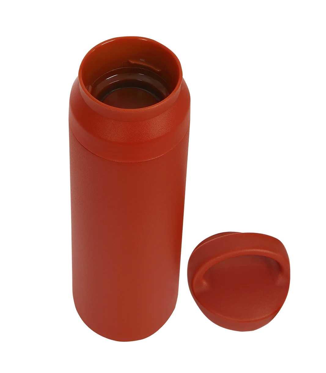 Çevirme Kapaklı Kırmızı Çelik Termos 500 ml 