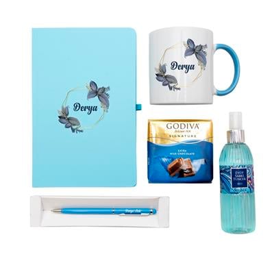 Defter Kupa Çikolata Kolonya Kalem Seti Hediye Kutusu