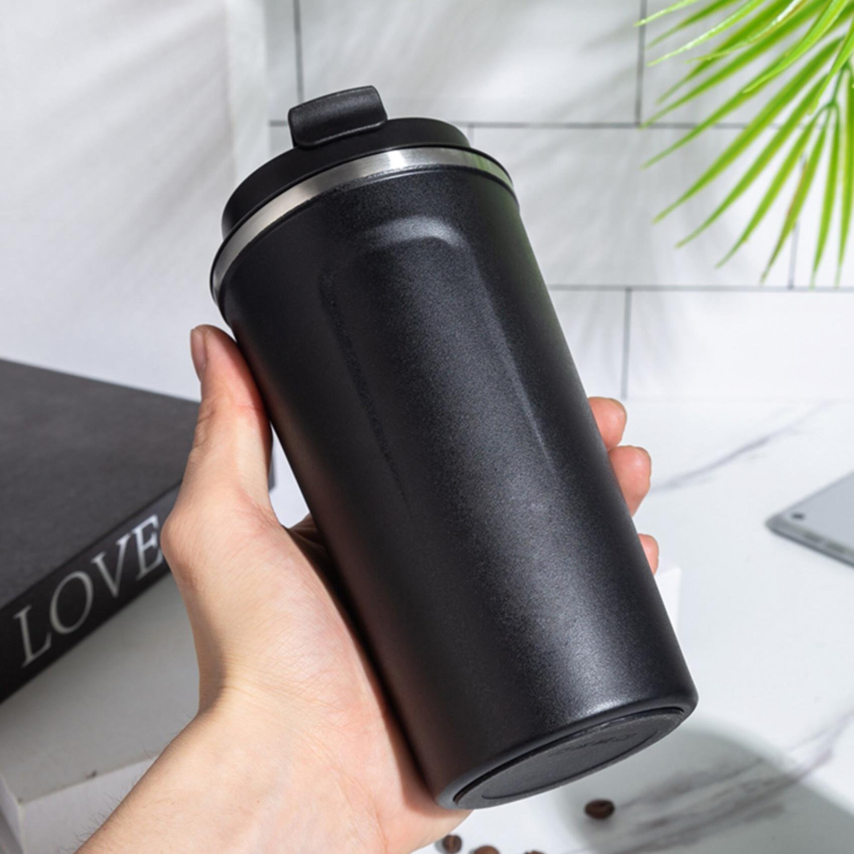 Elegant Siyah Çelik Termos 450 ml