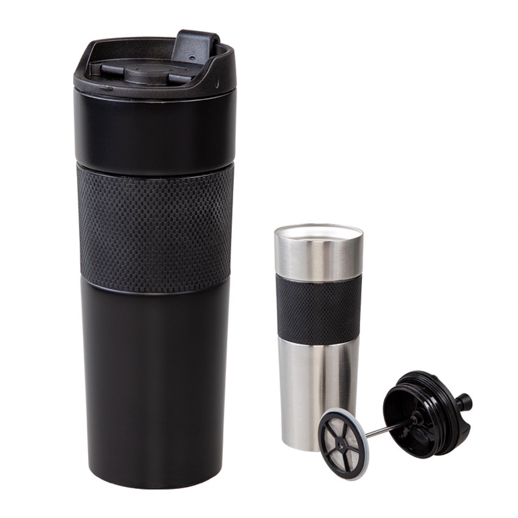 French Press Siyah Çelik Termos 450 ml