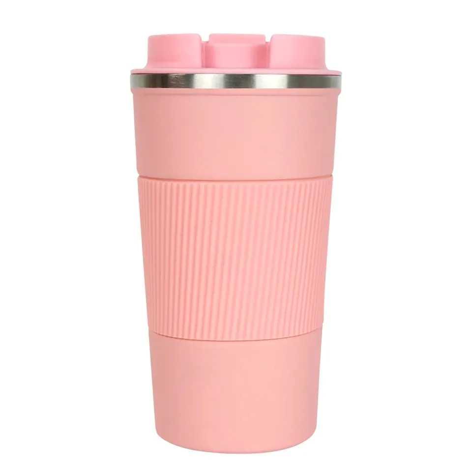 Kaydırmaz Tabanlı Pembe Çelik Termos 500 ml 