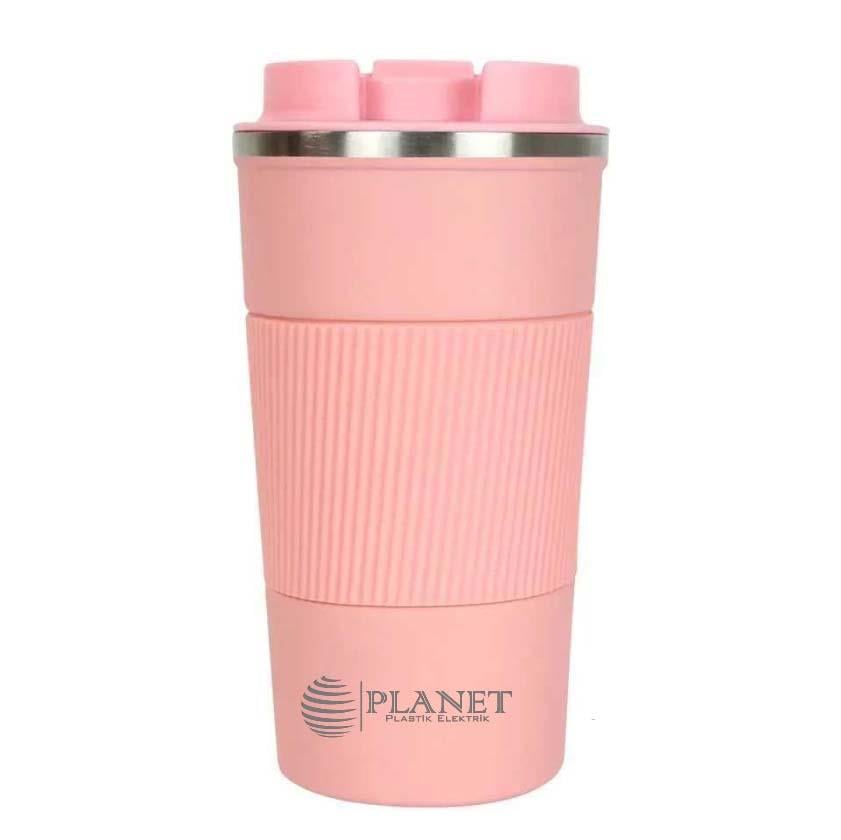 Kaydırmaz Tabanlı Pembe Çelik Termos 500 ml 