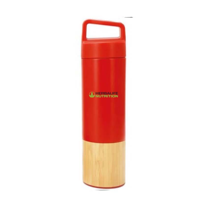 Kırmızı & Bambu Uyumlu Çelik Termos 540 ml