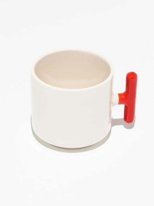 Kırmızı Kulplu Seramik Latte Fincanı