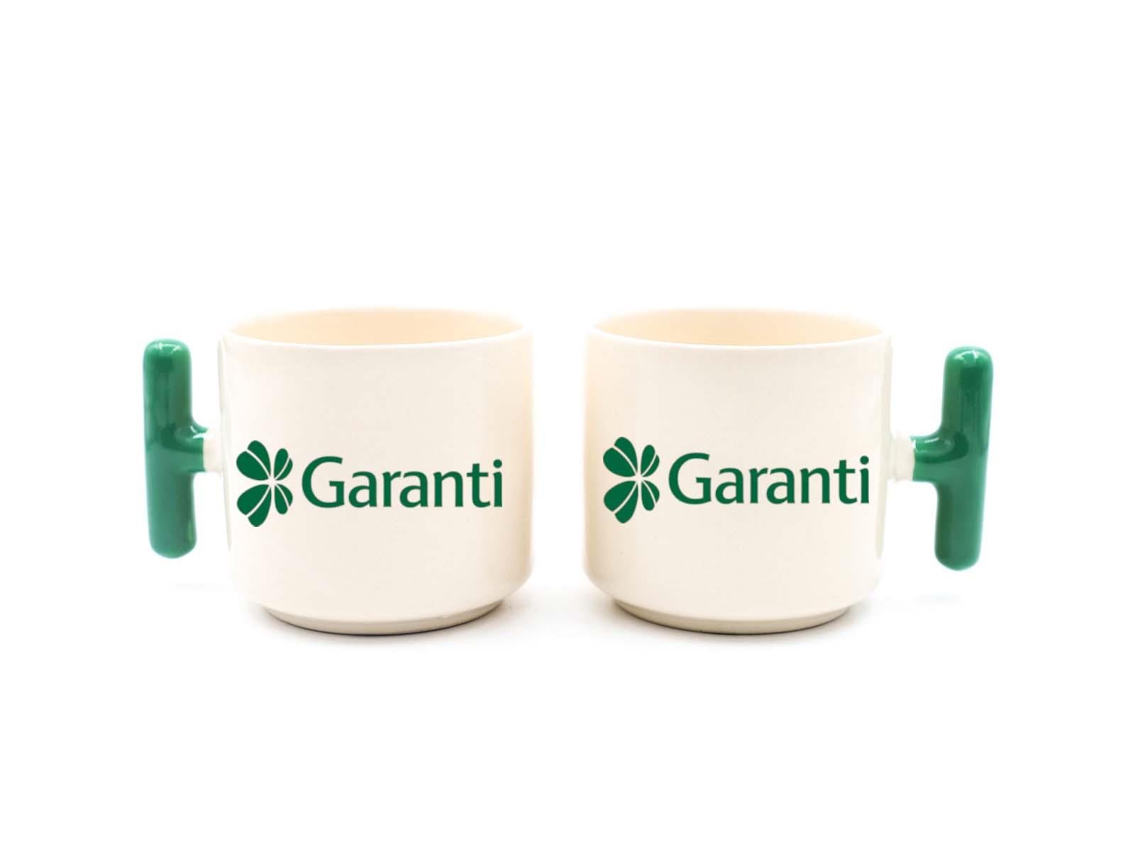 Koyu Yeşil Kulplu Seramik Latte Fincanı