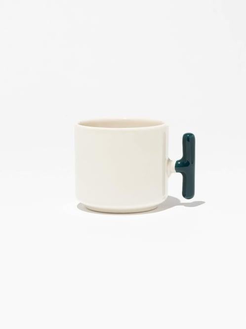 Koyu Yeşil Kulplu Seramik Latte Fincanı