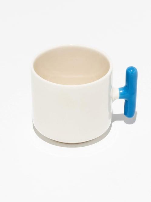 Mavi Kulplu Seramik Latte Fincanı 