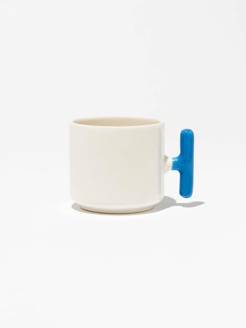 Mavi Kulplu Seramik Latte Fincanı 