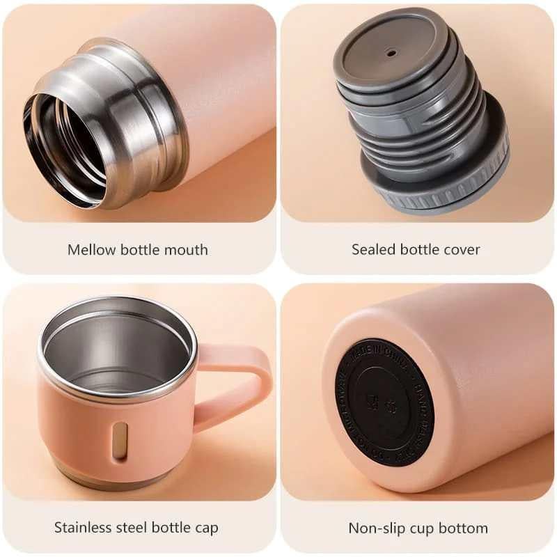 Pembe 3'lü Çelik Termos Set 500 ml