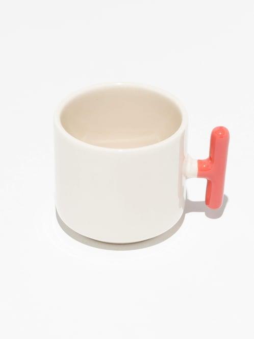 Pembe Kulplu Seramik Latte Fincanı