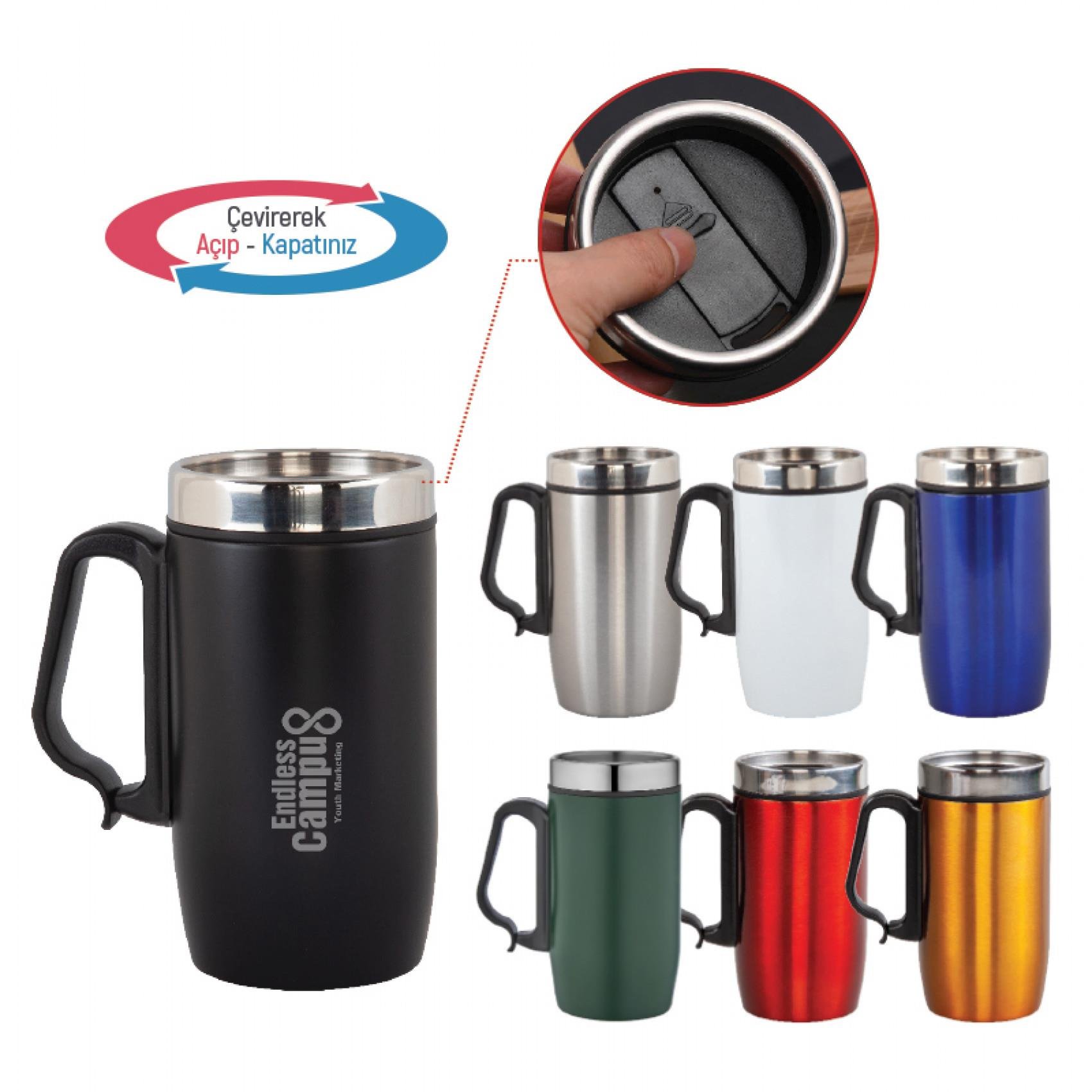 Pratik Kırmızı Çelik Kupa 240 ml