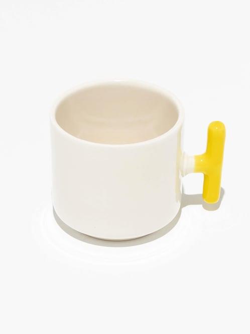 Sarı Kulplu Seramik Latte Fincanı