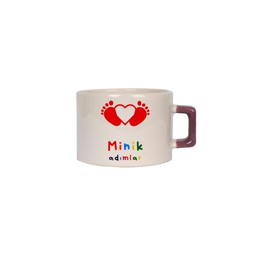 Seramik Lila Kulplu Nescafe Fincanı