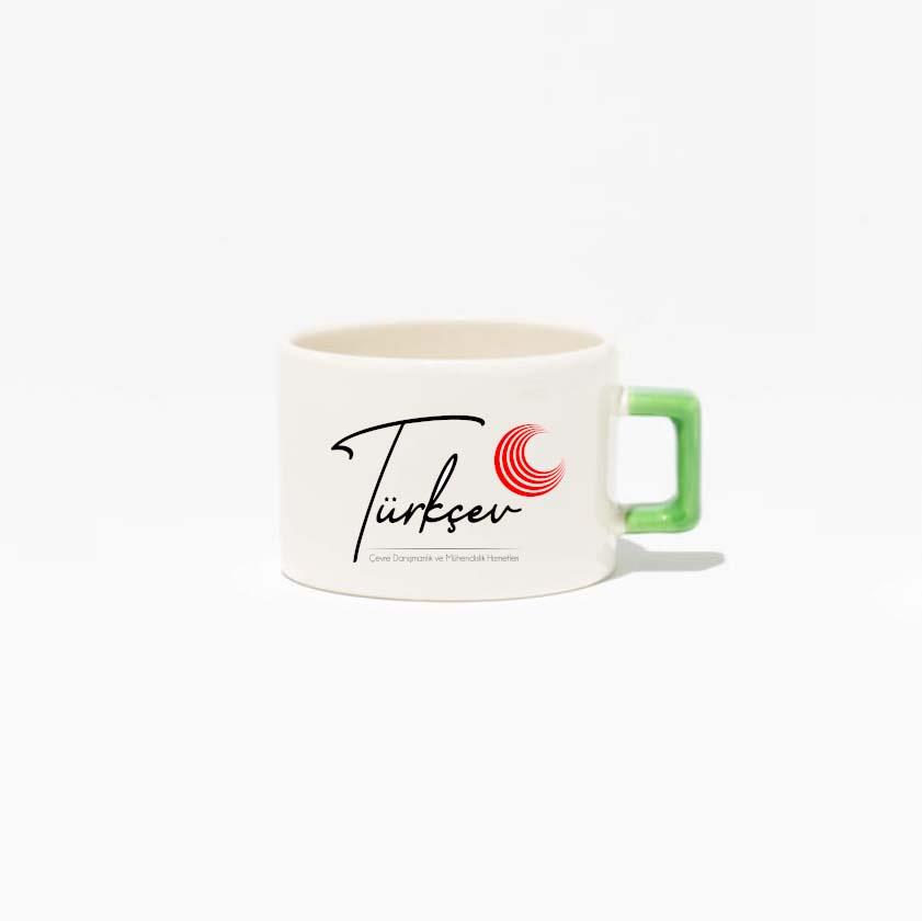 Seramik Yeşil Kulplu Nescafe Fincanı