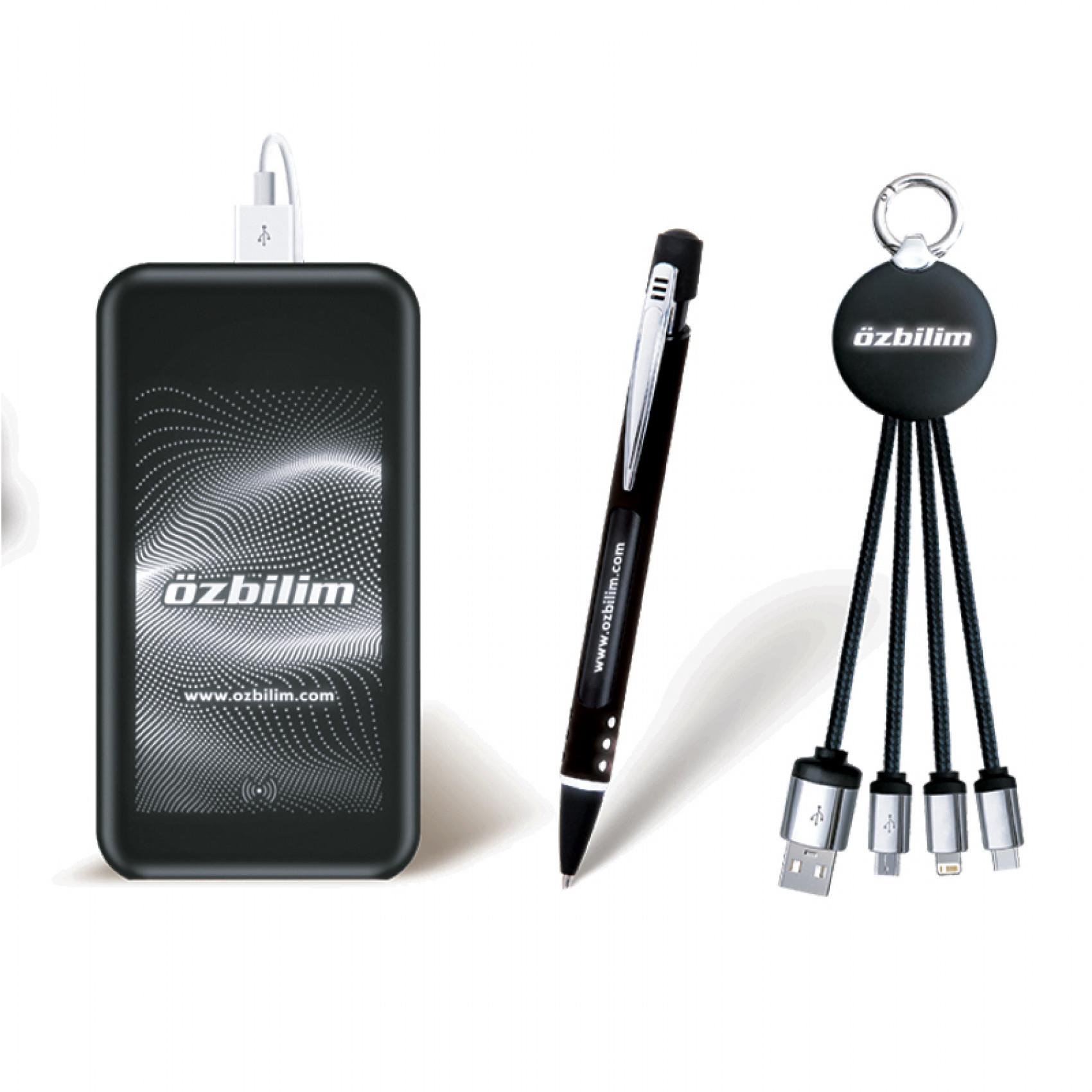 Siyah 3'lü 5.000 mAh Powerbank Seti