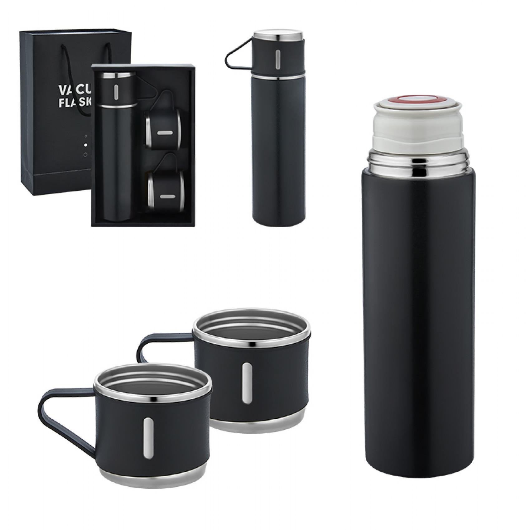 Siyah 3'lü Çelik Termos Set 500 ml 