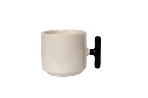 Siyah Kulplu Seramik Latte Fincanı