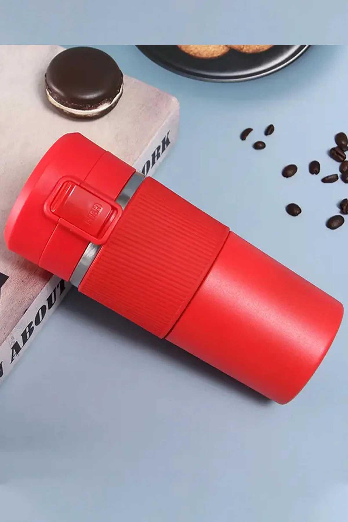 Süzgeçli Kırmızı Çelik Termos 400 ml