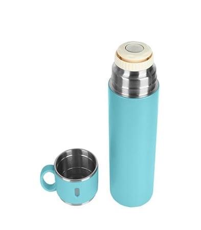Turkuaz Bardaklı Çelik Termos 580 ml